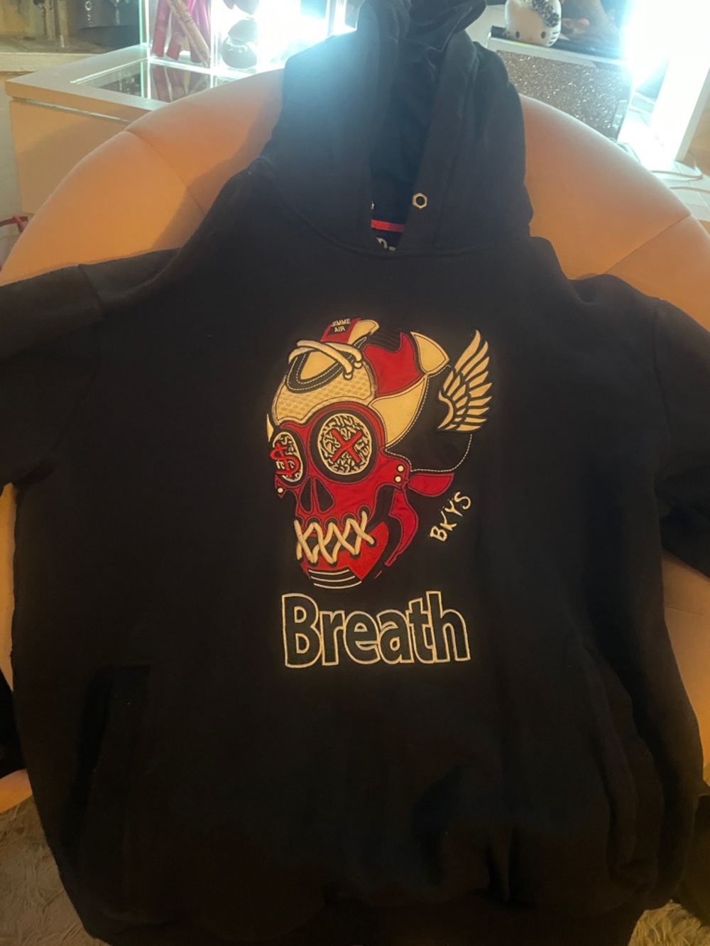 Breath Graphic Black Zip-Up Hoodie - Men
